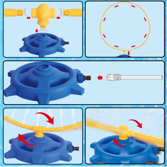 Kids Waterπ¦2 in 1 Sprinklersπ¦Toy w Circle & Crossbar Rotating Sprayπ¦Nozzles - Picture 7 of 8